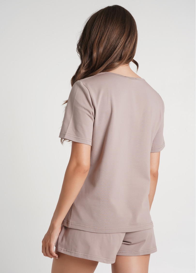 Футболка піжамна з карманом SPRING FLOWERS 4805/010 mokko (коричневий)