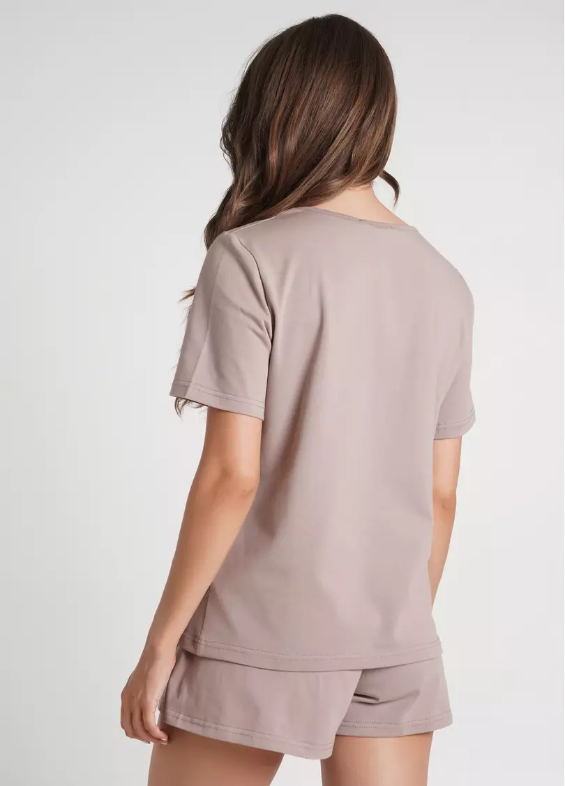 Футболка пижамная с карманом SPRING FLOWERS 4805/010 mokko (коричневый)