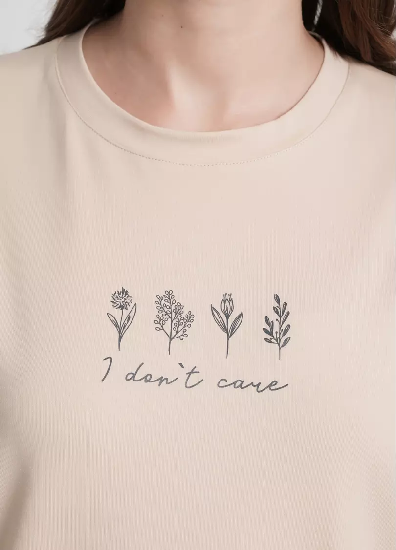 Широкая футболка с принтом SPRING FLOWERS 4806/010 beige (бежевый)