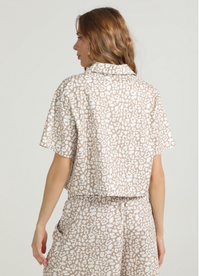Вкорочена сорочка STREET SPOTTED 7601/010 beige/milk leopard print (бежевий)