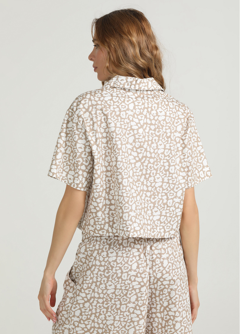 Укороченная рубашка STREET SPOTTED 7601/010 beige/milk leopard print (бежевый)