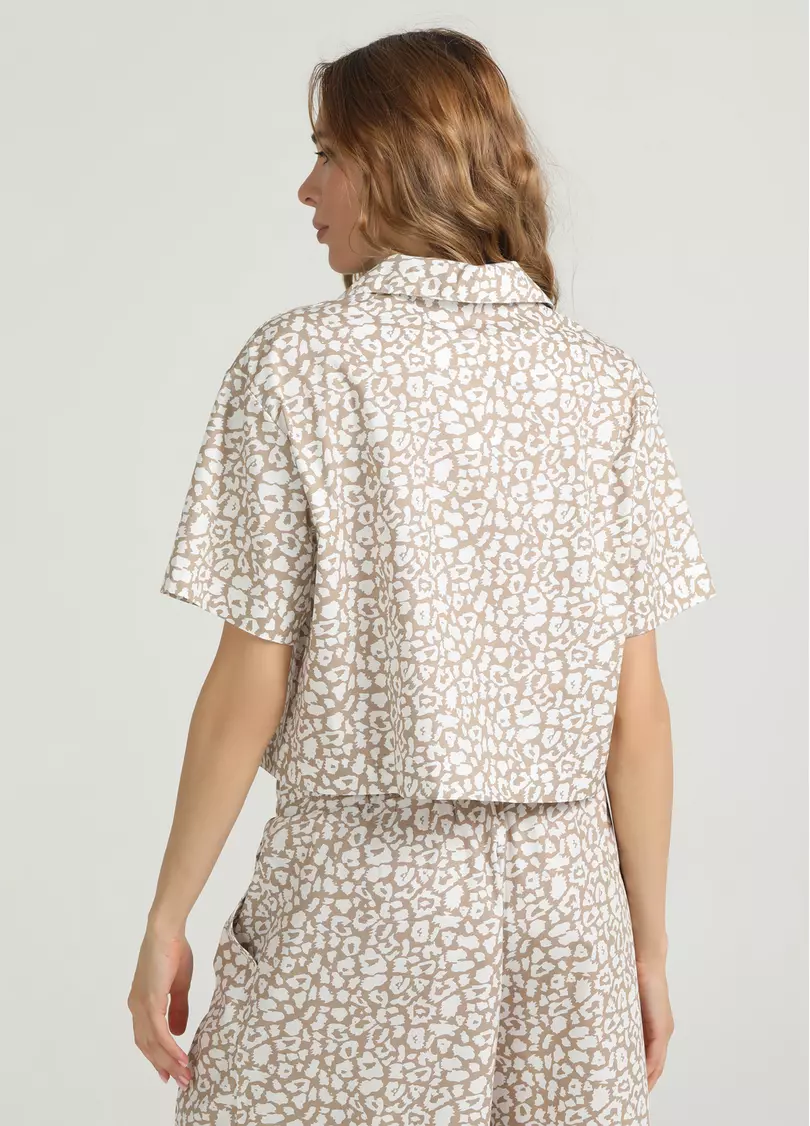 Укороченная рубашка STREET SPOTTED 7601/010 beige/milk leopard print (бежевый)