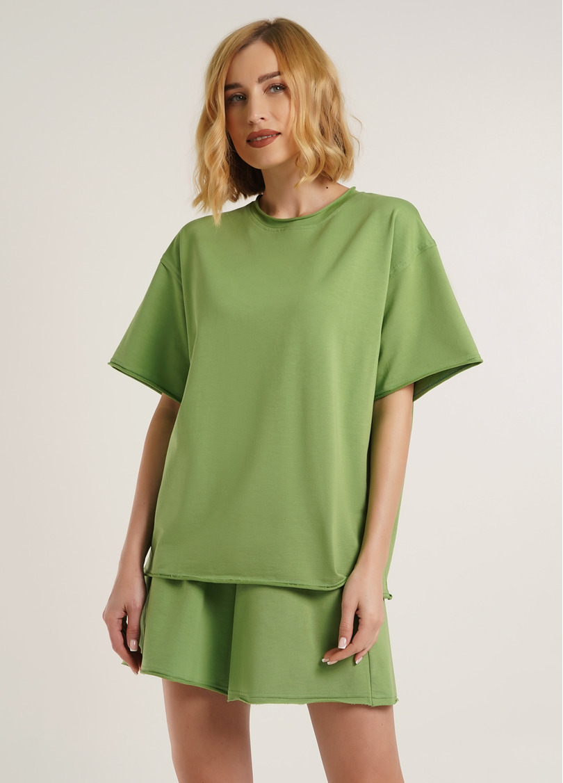 Широкая футболка с необработанным низом STREET STYLE 4810/180 olive (зеленый)