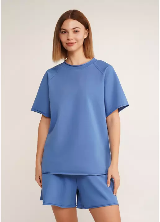 Футболка оверсайз из двухнитки STREET STYLE 4813/180 dark blue (синий)