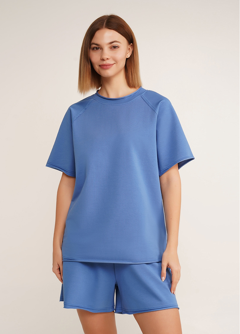 Футболка оверсайз из двухнитки STREET STYLE 4813/180 dark blue (синий)