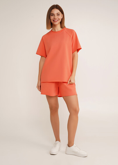 Футболка оверсайз з двохнитки STREET STYLE 4813/180 dried carrot (помаранчевий)