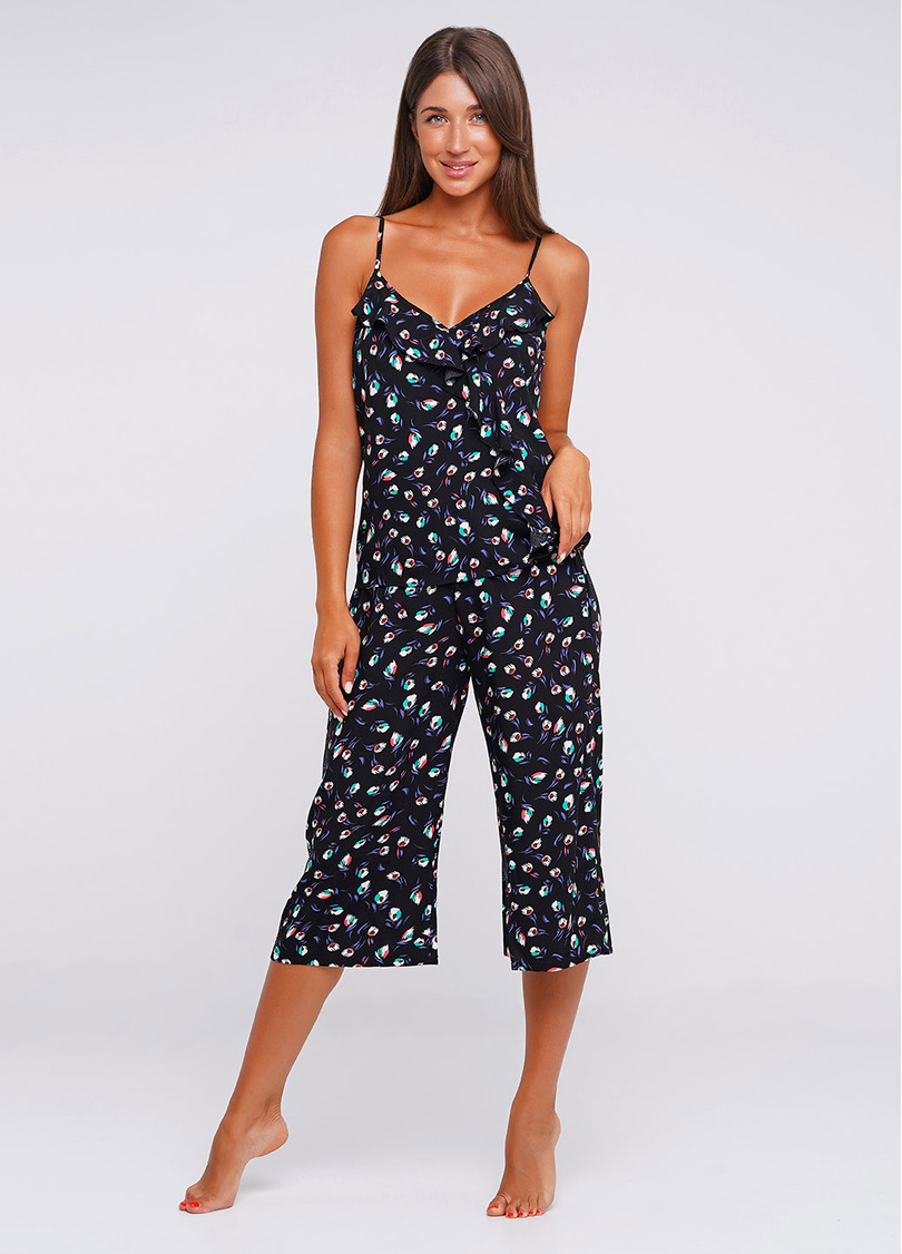 Майка на тонких бретельках SUMMER FLOWERS 3807/040 black (чорний)