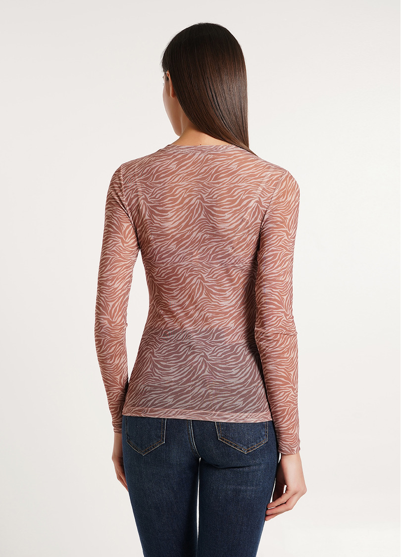 Лонгслив из сетки с анималистическим принтом Safari 4902/07 powder (бежевый)