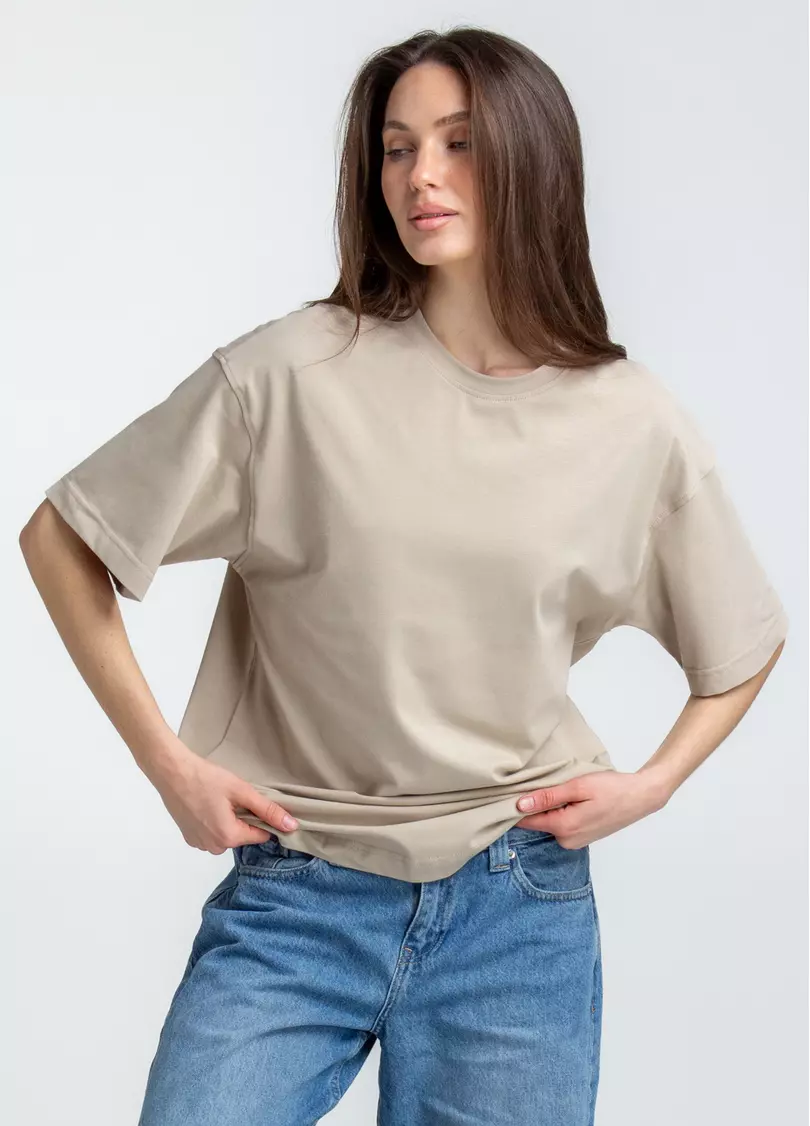 Футболка оверсайз T-SHIRT BASIC 4824/010 (бежевий)