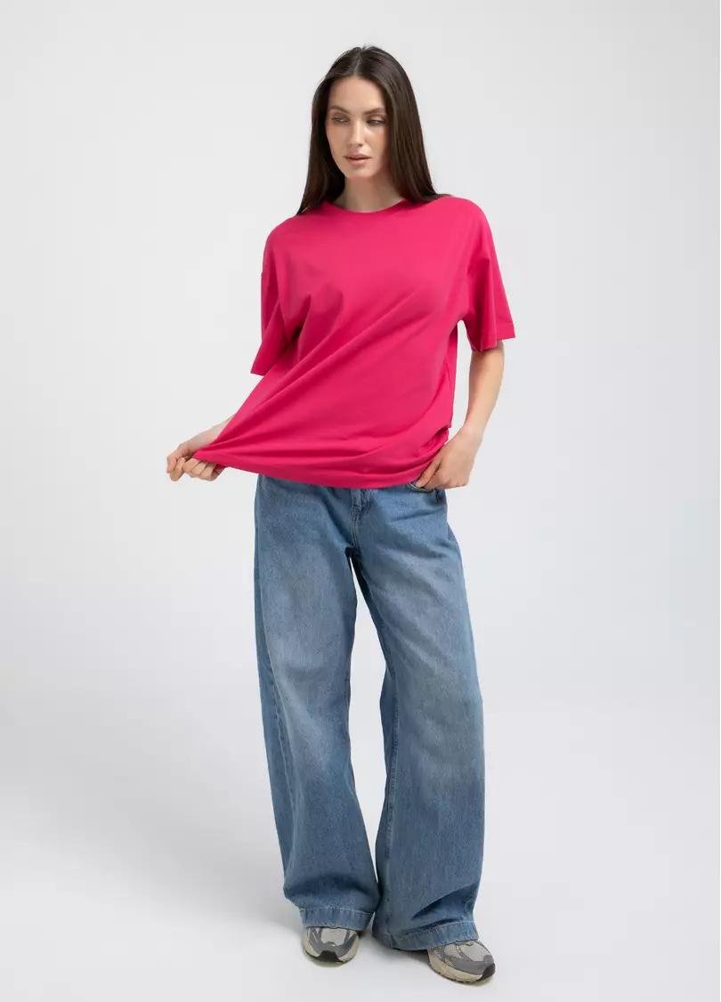 Футболка оверсайз T-SHIRT BASIC 4825/010 fuchsia (розовый)