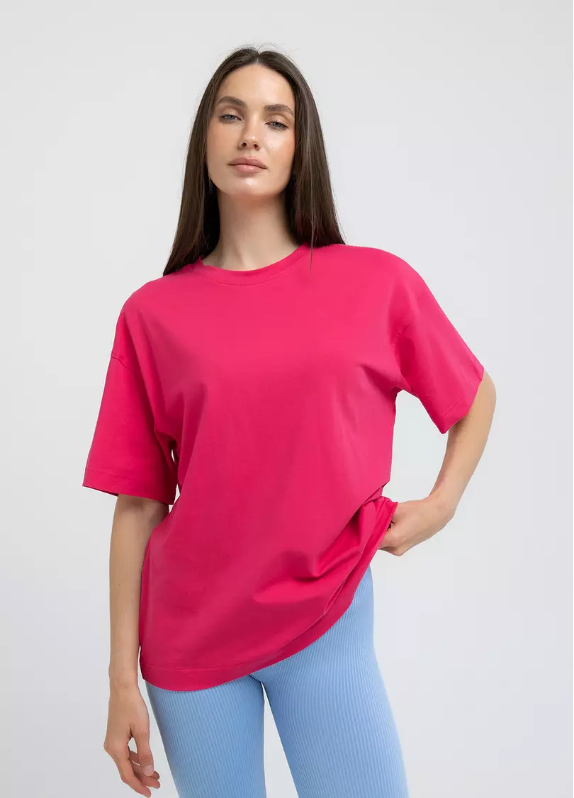 Футболка оверсайз T-SHIRT BASIC 4825/010 fuchsia (розовый)