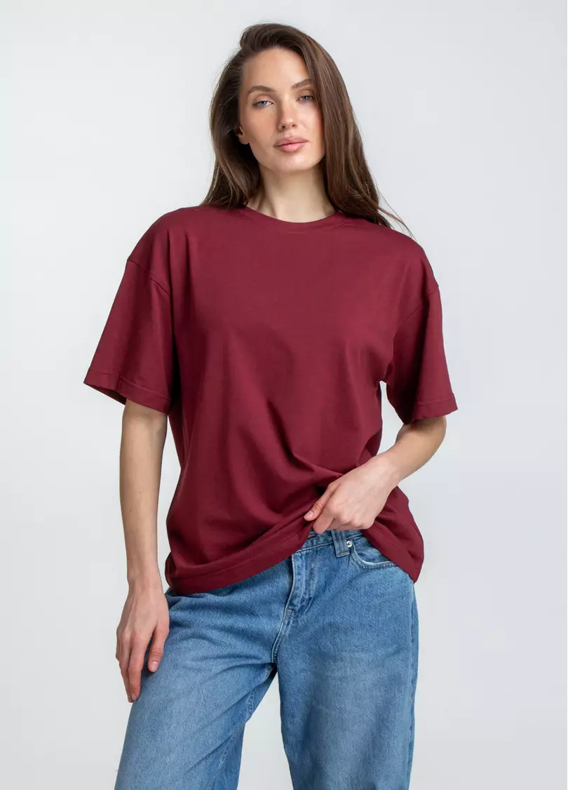 Футболка оверсайз T-SHIRT BASIC 4825/010 (бордовий)