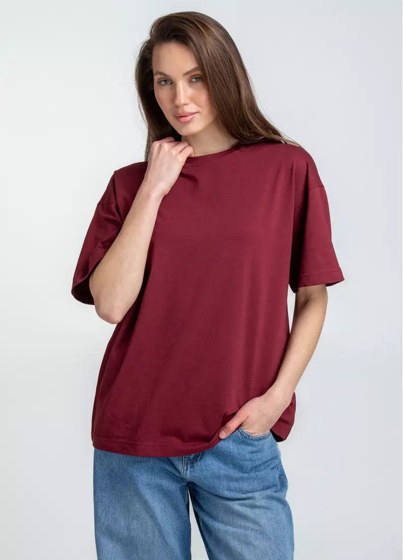 Футболка оверсайз T-SHIRT BASIC 4825/010 (бордовий)