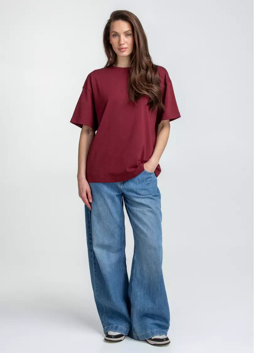 Футболка оверсайз T-SHIRT BASIC 4825/010 (бордовий)