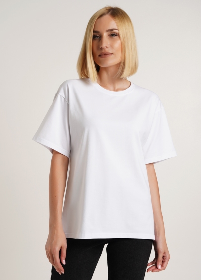 Футболка з бавовни оверзайс T-SHIRT BASIC NECK (2) 4816/010 white (білий)