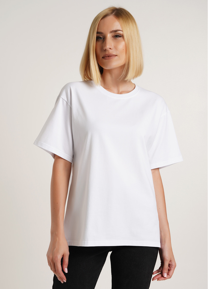 Футболка из хлопка оверзайс T-SHIRT BASIC NECK (2) 4816/010 white (белый)