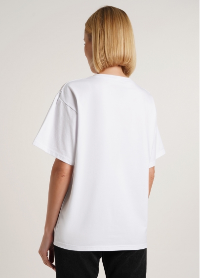 Футболка з бавовни оверзайс T-SHIRT BASIC NECK (2) 4816/010 white (білий)