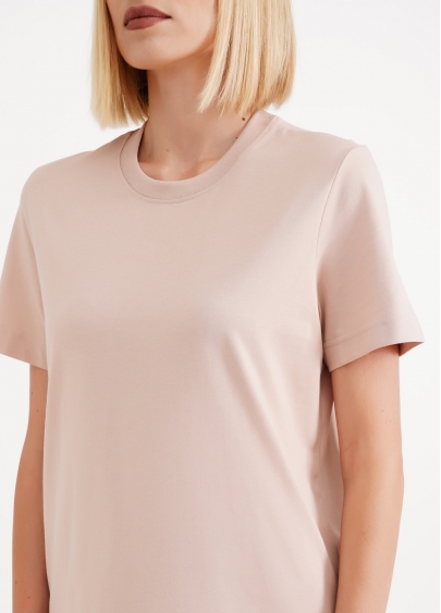 Хлопковая футболка T-SHIRT BASIC NECK 4815/010 beige (бежевый)