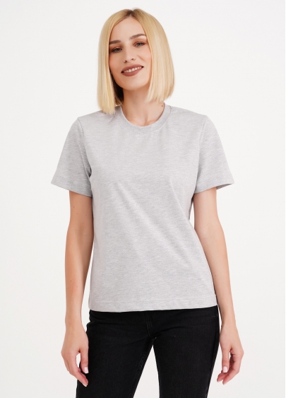 Хлопковая футболка T-SHIRT BASIC NECK 4815/010 grey melange (серый)