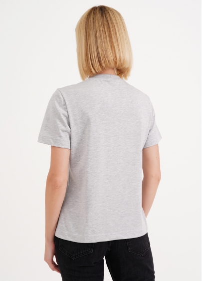 Хлопковая футболка T-SHIRT BASIC NECK 4815/010 grey melange (серый)