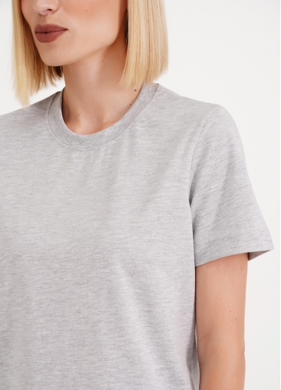 Хлопковая футболка T-SHIRT BASIC NECK 4815/010 grey melange (серый)