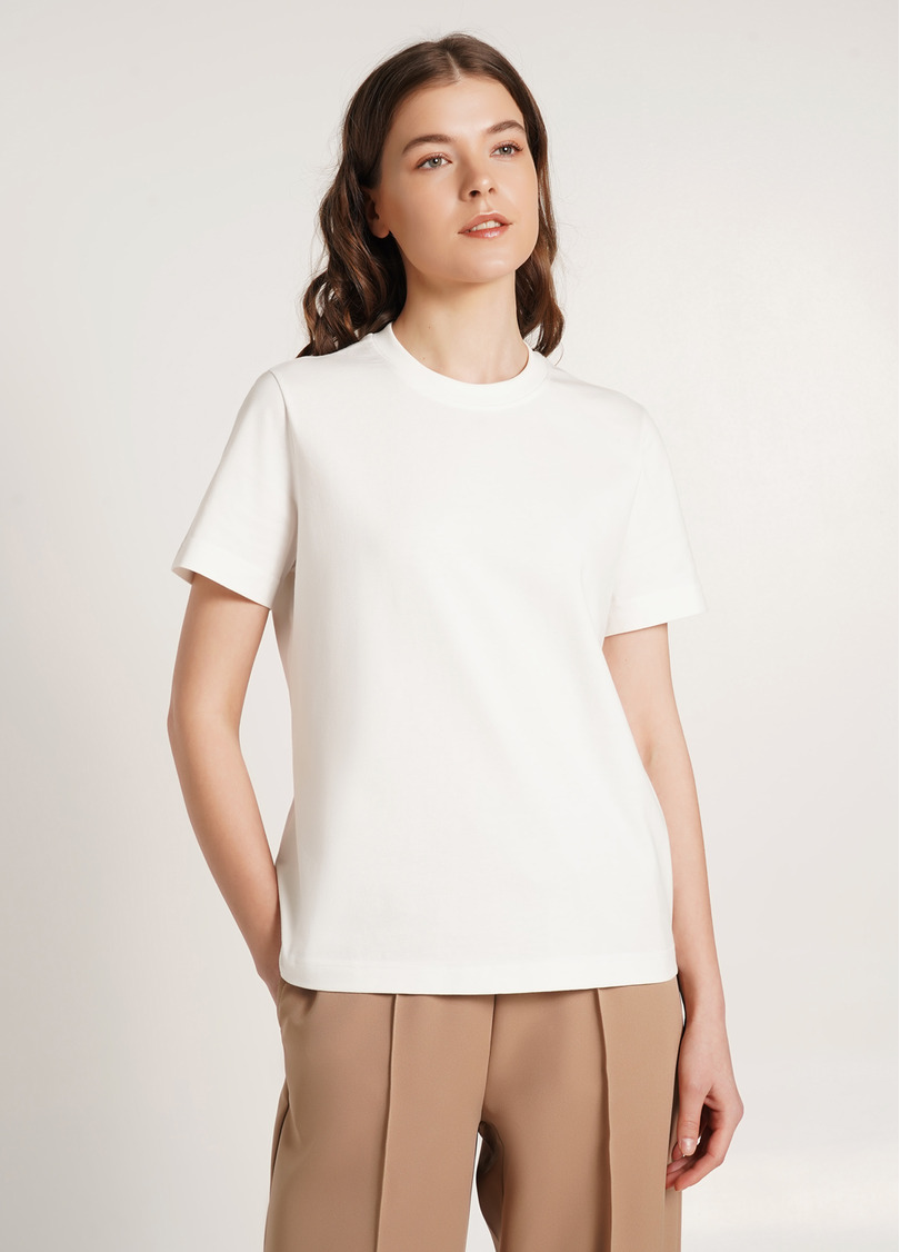 Бавовняна футболка T-SHIRT BASIC NECK 4815/010 milk (білий)