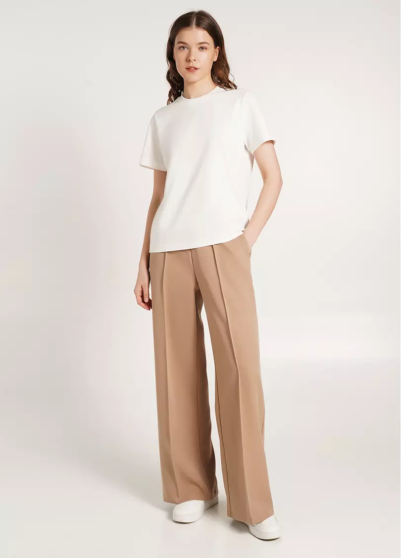 Бавовняна футболка T-SHIRT BASIC NECK 4815/010 milk (білий)