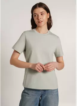 Хлопковая футболка T-SHIRT BASIC NECK 4815/010 sage green (зеленый)