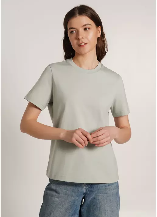 Хлопковая футболка T-SHIRT BASIC NECK 4815/010 sage green (зеленый)