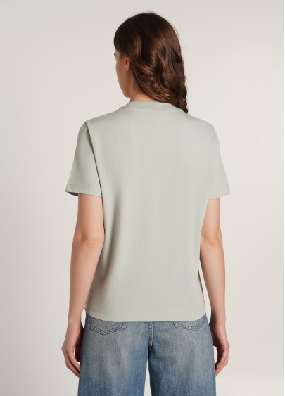 Хлопковая футболка T-SHIRT BASIC NECK 4815/010 sage green (зеленый)