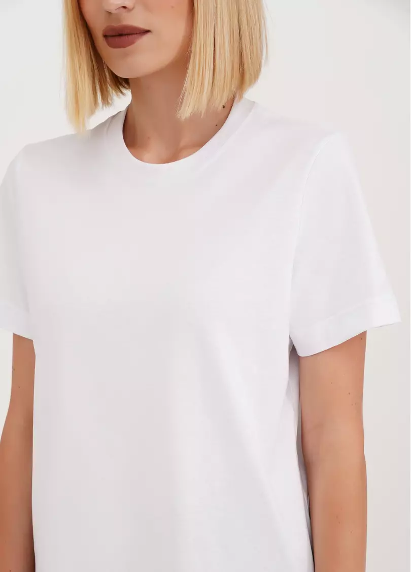 Бавовняна футболка T-SHIRT BASIC NECK 4815/010 white (білий)
