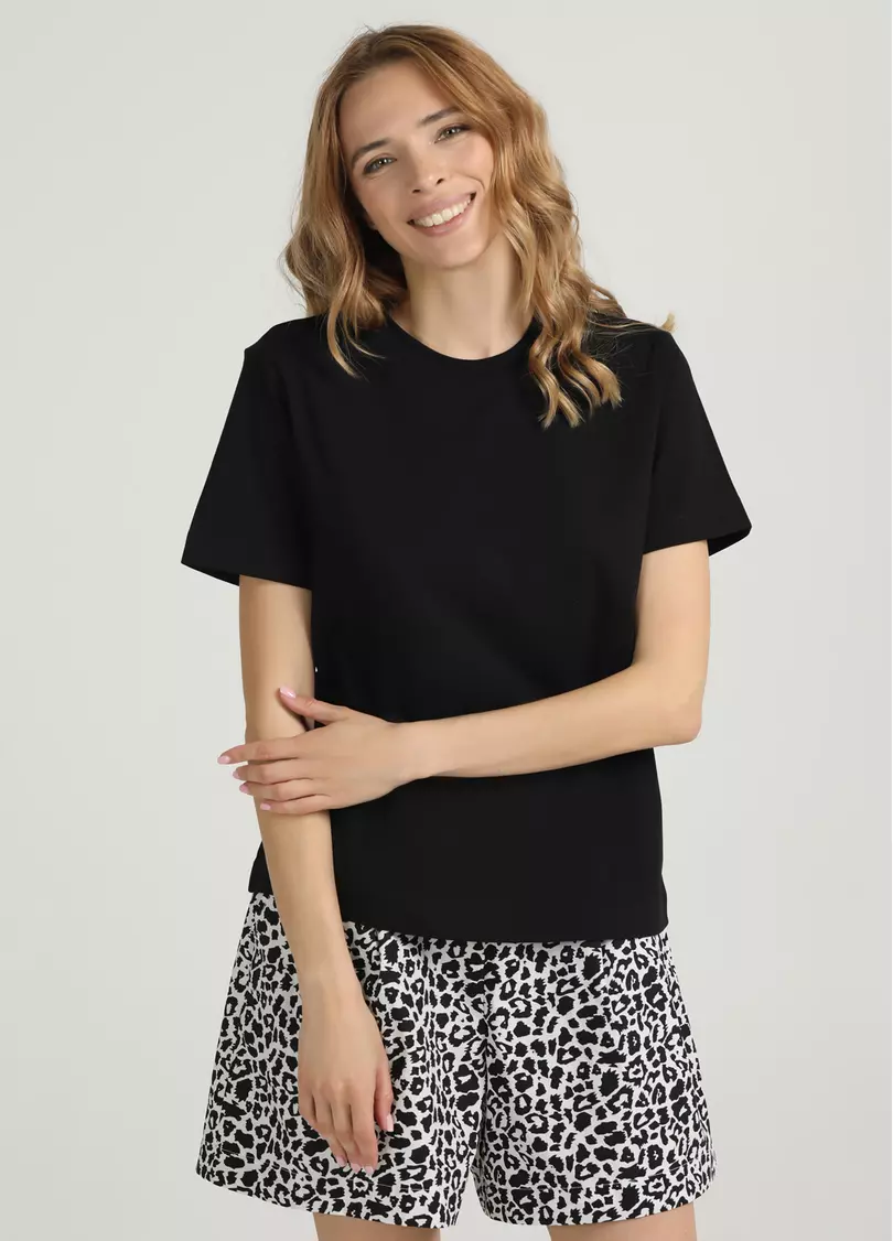 Хлопковая футболка T-SHIRT BASIC NECK FLEX 4815/010 black (черный)