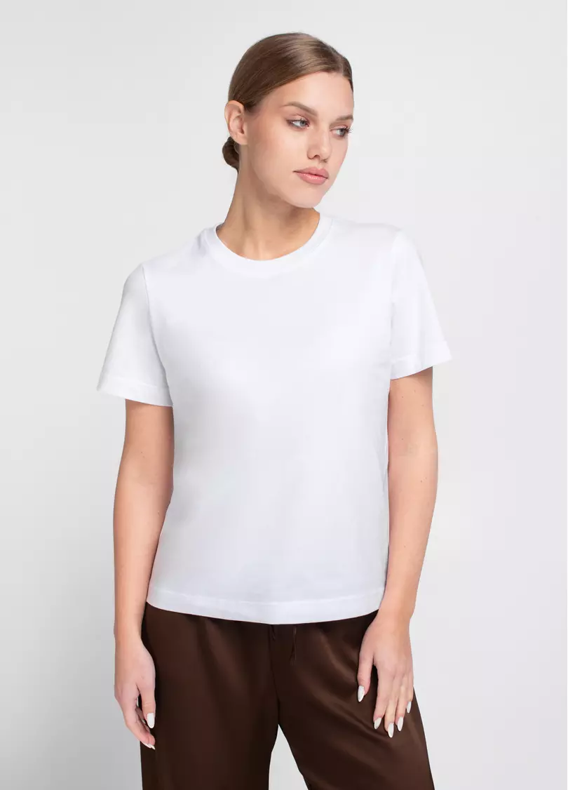 Бавовняна футболка T-SHIRT BASIC NECK FLEX 4815/010 white (білий)