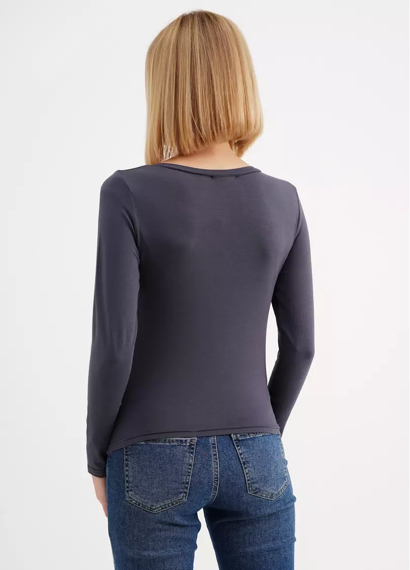 Лонгслів з асиметричним вирізом T-SHIRT LONG SLEEVE 4909/010 greystone (сірий)