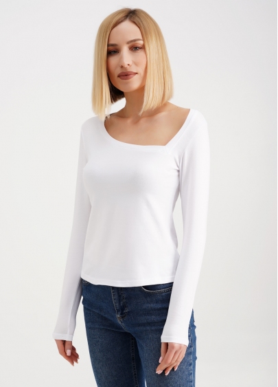 Лонгслив с асимметричным вырезом T-SHIRT LONG SLEEVE 4909/010 white (белый)