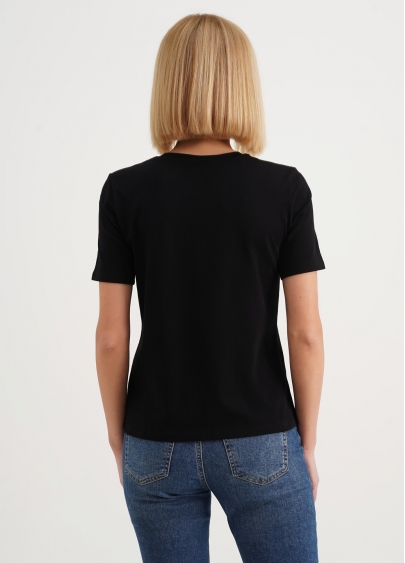 Бавовняна футболка з написом "Кохай. Цілуй. Обіймай." T-shirt print 4802/60 black/feeling (чорний)