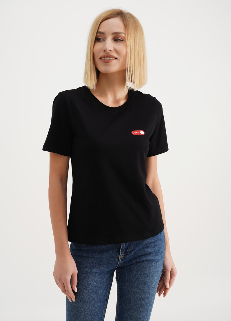 Хлопковая футболка с надписью "Love" T-shirt print 4802/60 black/love (черный)
