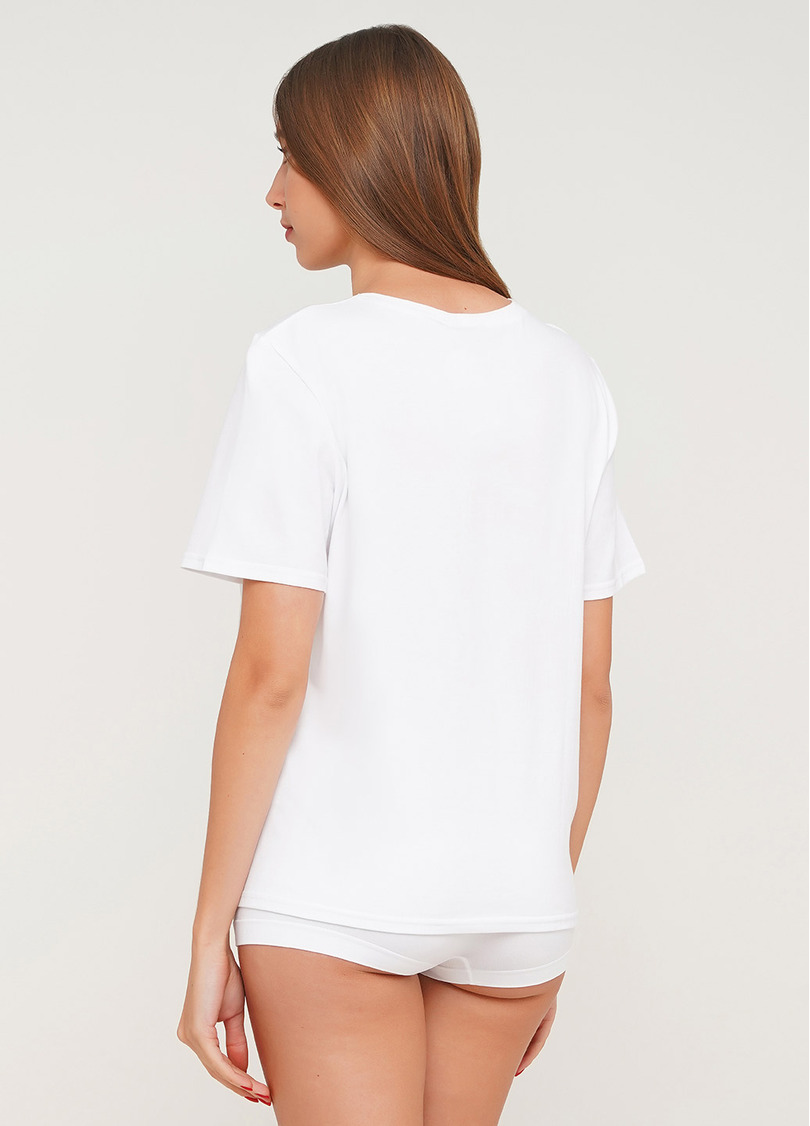 Хлопковая футболка с принтом T-shirt print 4802/60 (белый, серый)