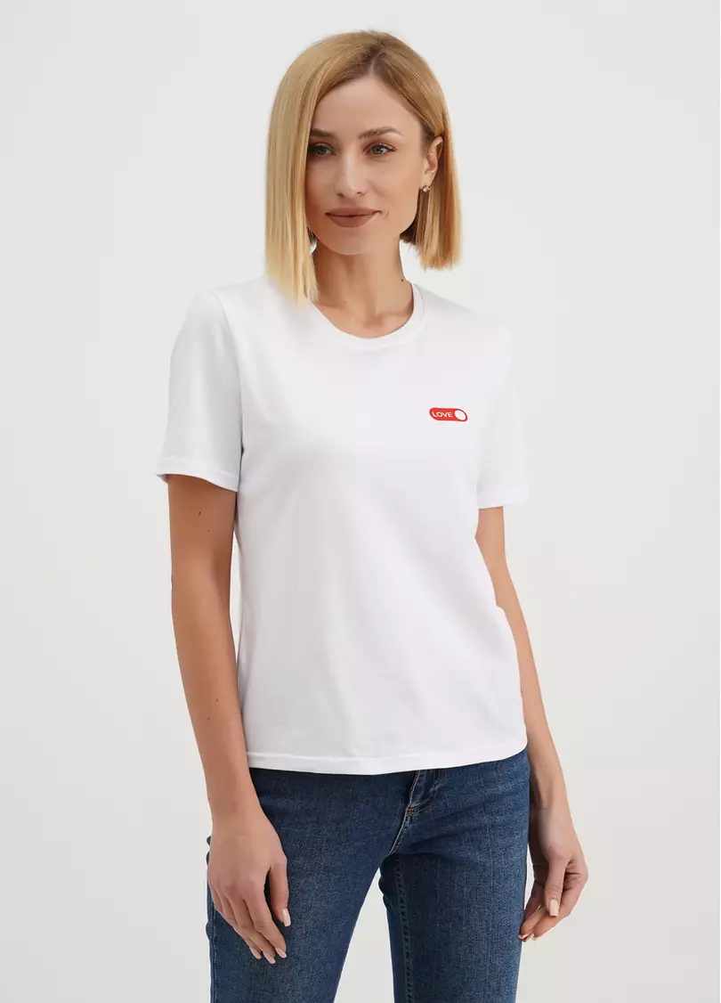 Хлопковая футболка с надписью "Love" T-shirt print 4802/60 white/love (белый)