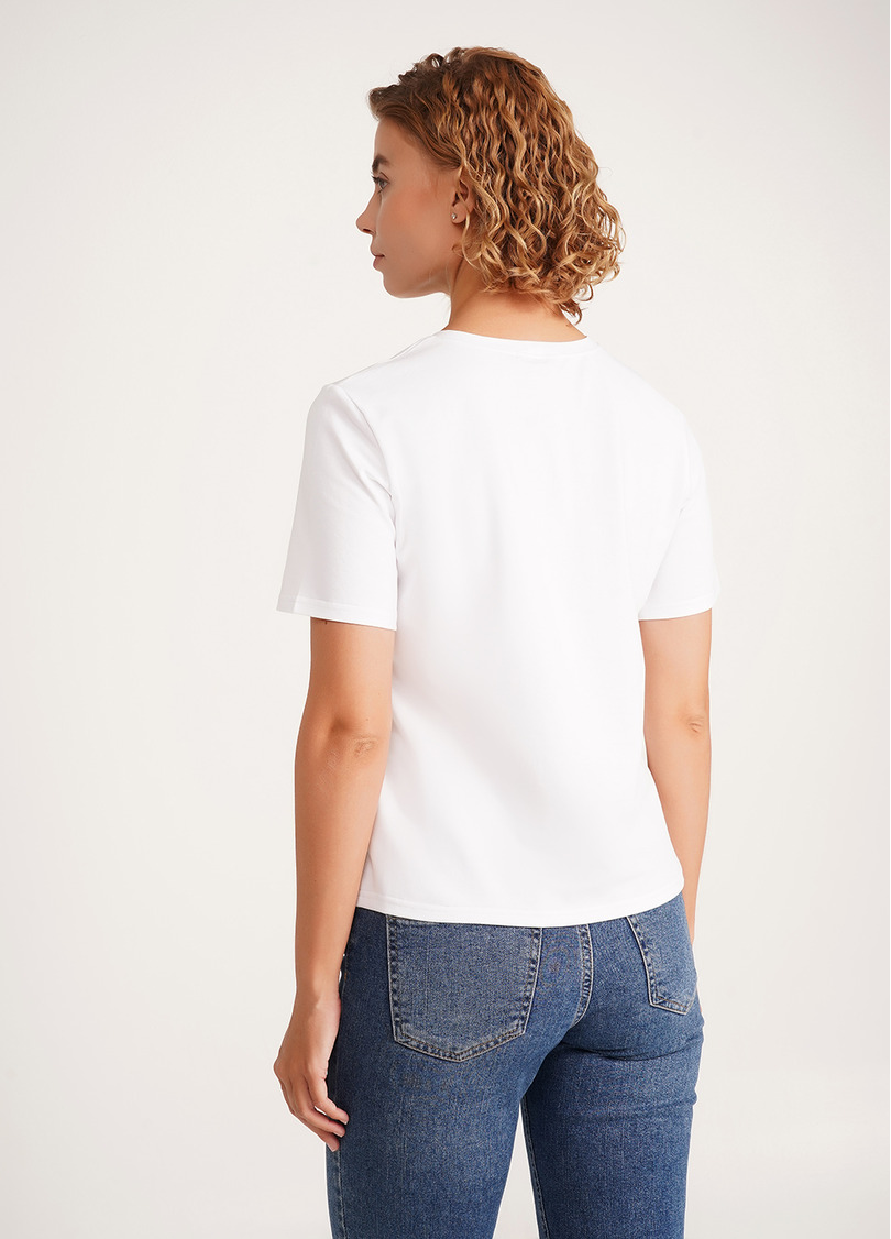 Хлопковая футболка с пальмами T-shirt print 4802/60 white palm print (белый)