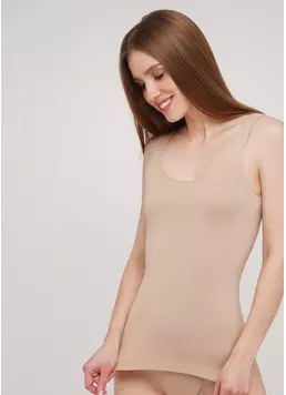 Безшовна майка на широких бретелях TANK (бежевий)