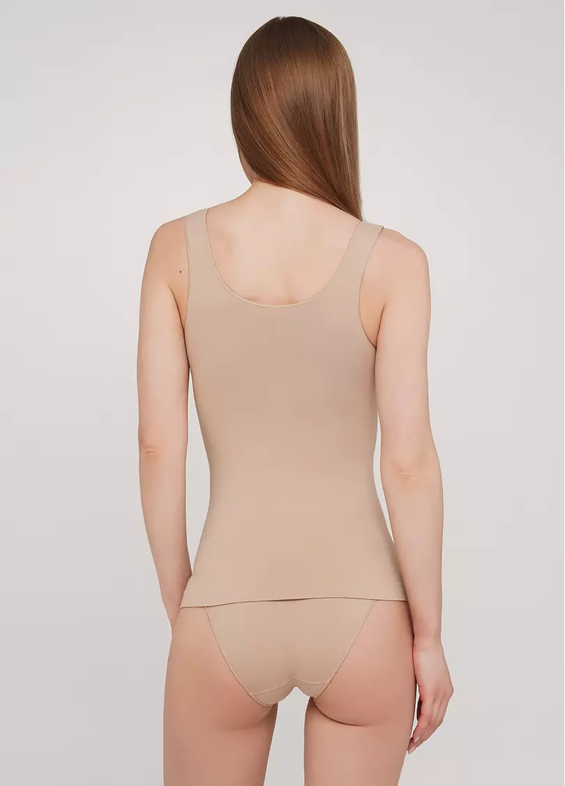 Бесшовная майка на широких бретелях TANK (бежевый)