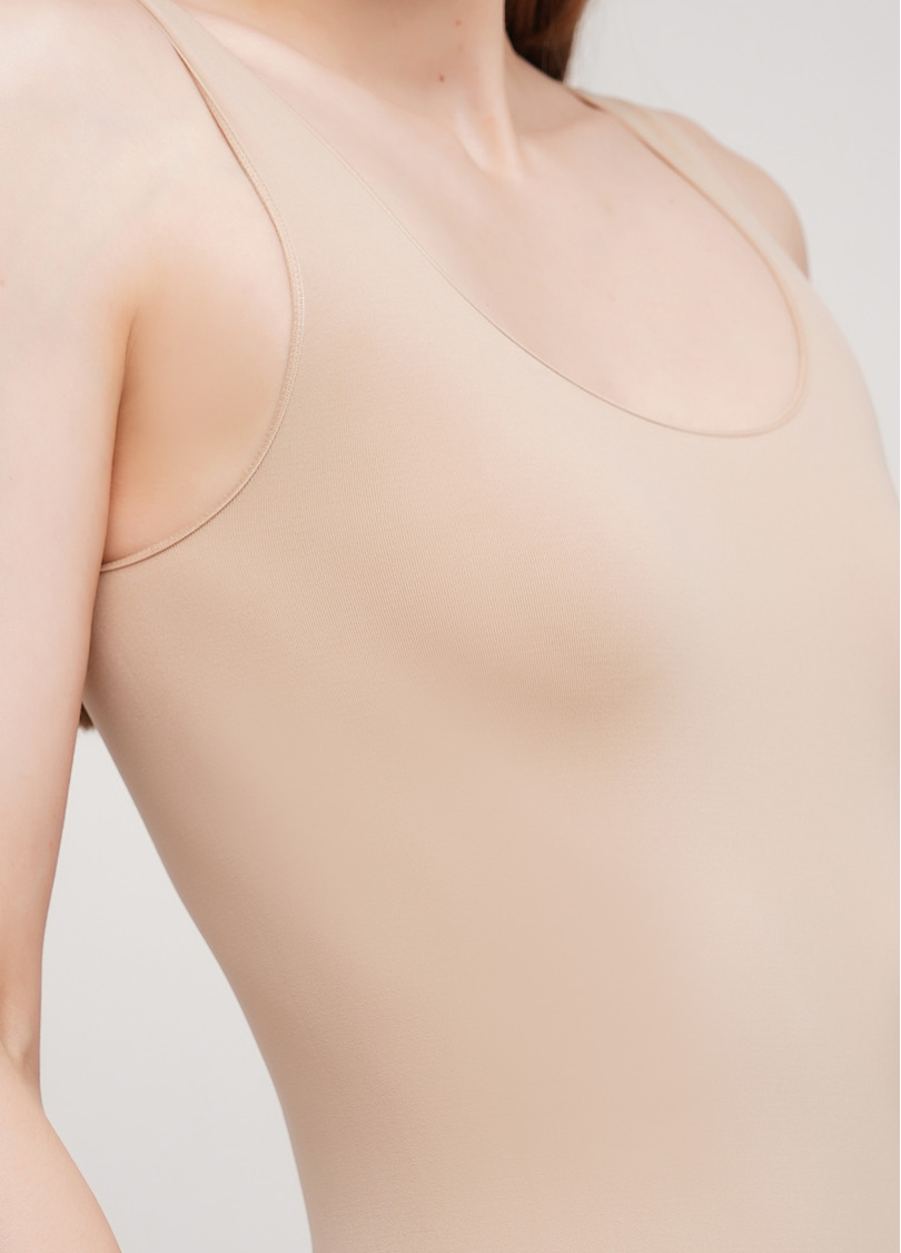 Бесшовная майка на широких бретелях TANK (бежевый)