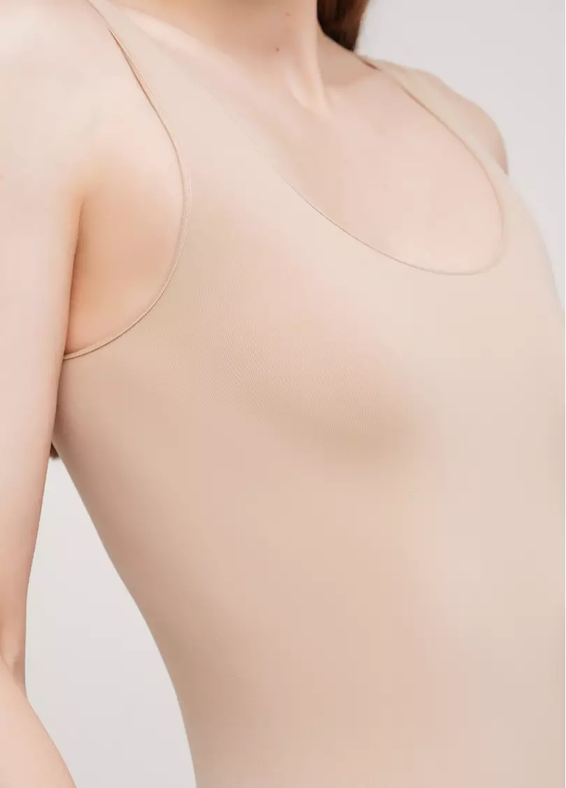 Бесшовная майка на широких бретелях TANK (бежевый)