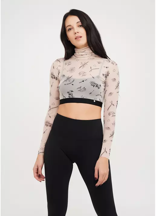 Кроп-топ сітка з ефектом тату Tatoo 4103/07 beige tatoo (бежевий)