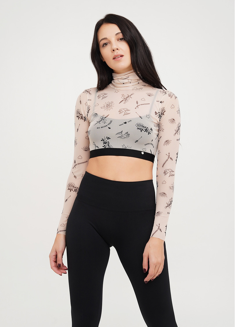 Кроп-топ сітка з ефектом тату Tatoo 4103/07 beige tatoo (бежевий)