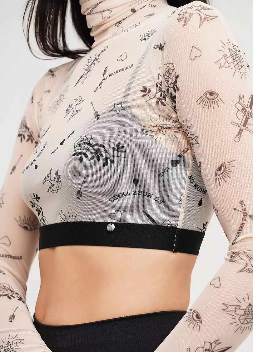 Кроп-топ сітка з ефектом тату Tatoo 4103/07 beige tatoo (бежевий)