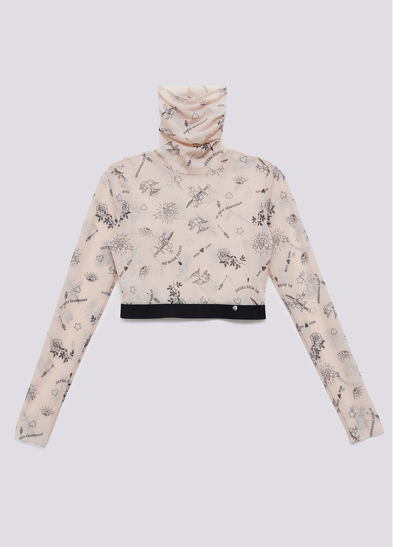 Кроп-топ сітка з ефектом тату Tatoo 4103/07 beige tatoo (бежевий)