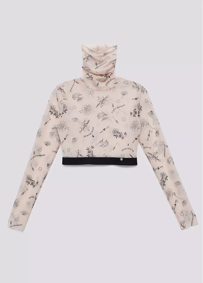 Кроп-топ сітка з ефектом тату Tatoo 4103/07 beige tatoo (бежевий)