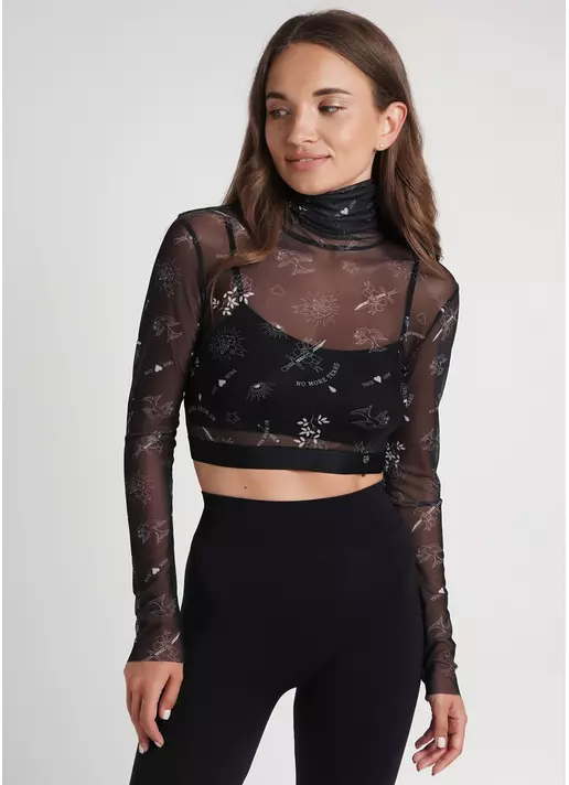 Кроп-топ сетка с эффектом тату Tatoo 4103/07 black tattoo (черный)